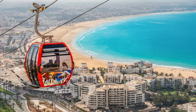 Cable-car cabin above Agadir bay