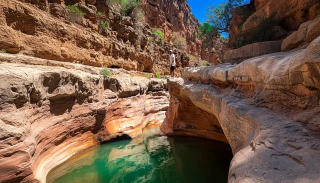 Rocky gorge and turquoise pool in Paradise Valley